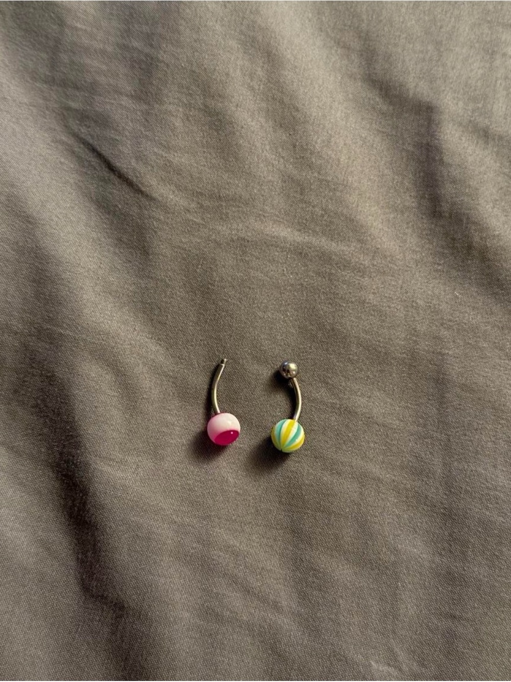 Spencer's Pink and Yellow Striped Belly Button Rings